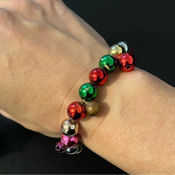 Christmas Holidays Multicolor Beaded Bells Set with Ring Earrings & Bracelet - Picture 8 of 14